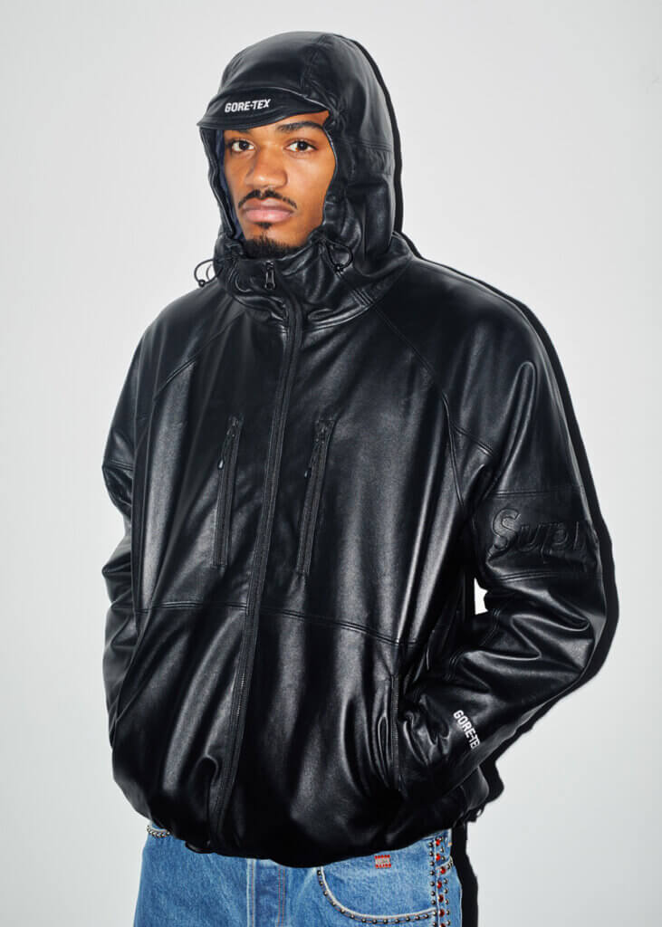 Supreme Silver Surfer Black Leather Bomber Jacket