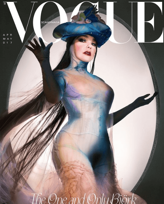 Björk wearing a corset for vogue