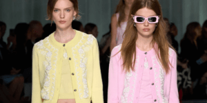 two model wearing all yellow and rose at versace's runway ss24 in Summer Scoop: Decoding Summer 2024's Fashion Colors