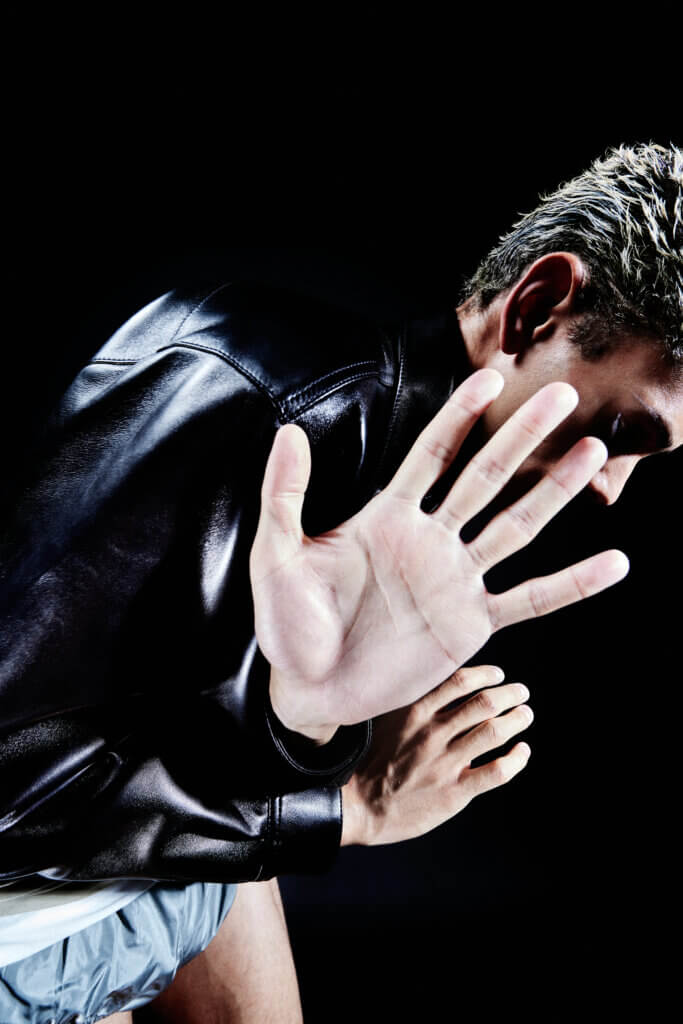 series of artist and musician Gavriel for TITLE Mag Digital Cover, showcasing expressive poses and experimental styling.